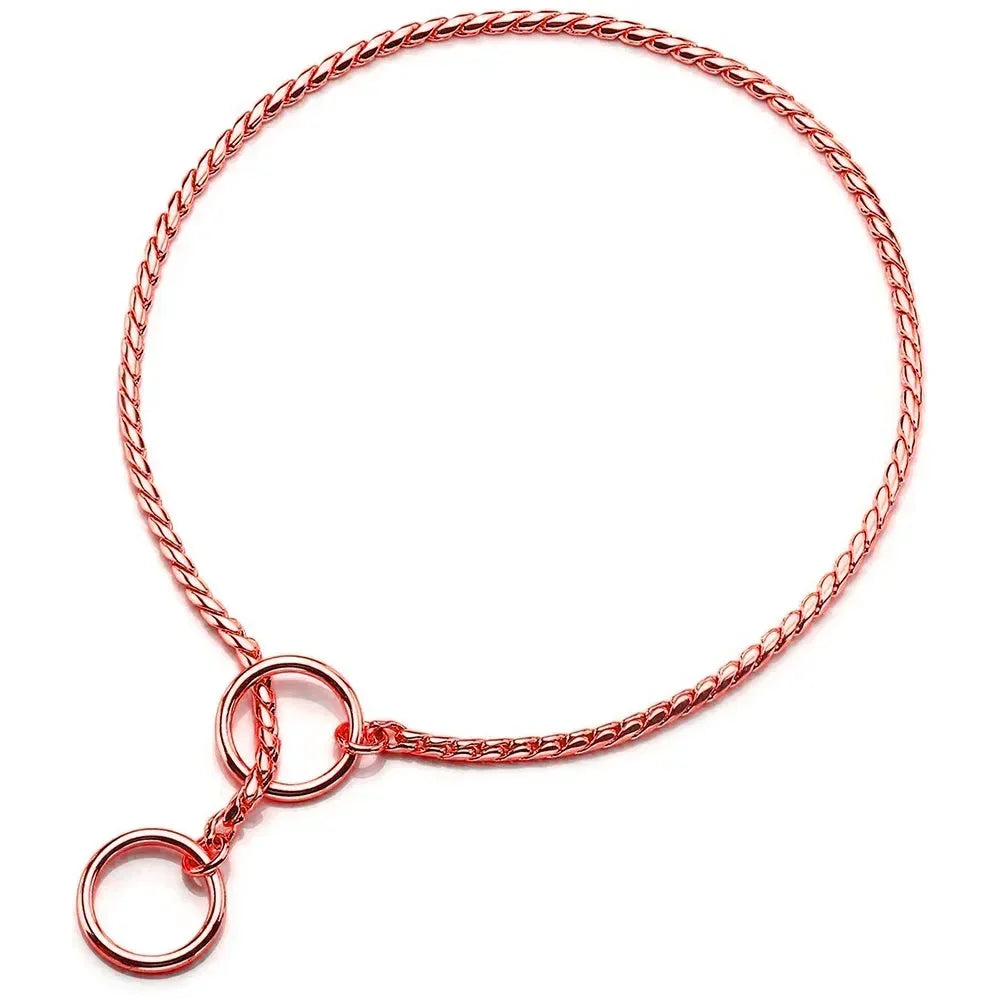 Metal Chain Dog Show Collar Pet Slip Collar for Shows Fine Brass Snake Choke Chain Collar Adjustable for Small Medium Large Dogs