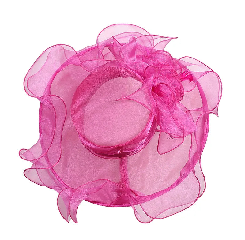 FS Wide Brim Kentucky Derby Hats Fascinators For Women With Veil Flower Organza Wedding Church Cocktail Tea Party Dress Cap 2025