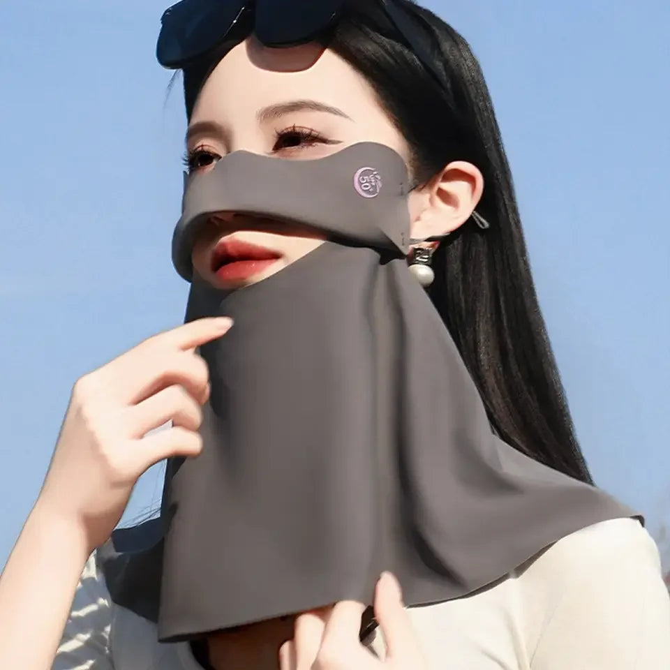 1PC 3D Ice Silk UPF50+ UV Protection Face Mask for Women Autumn Outdoor Cycling Hiking 360° Face Neck Cover Cool Balaclava Scarf