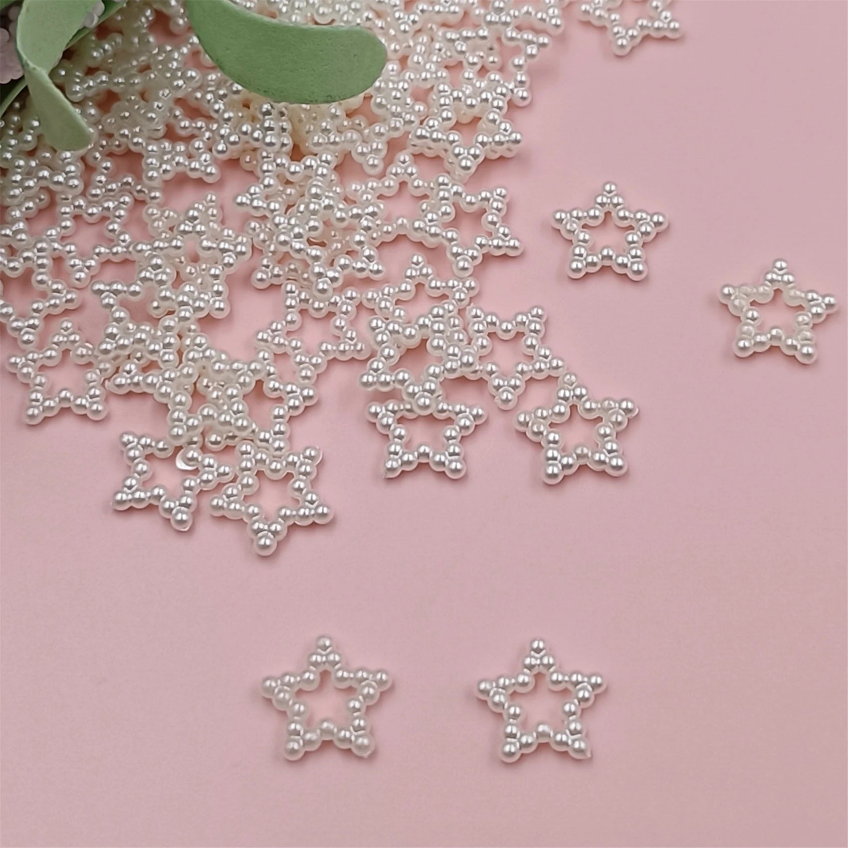 8-15mm 40pcs/pack Imitation Pearl Hollow Heart Star Flower Beads For Jewelry Making DIY Crafts Hairpin Material
