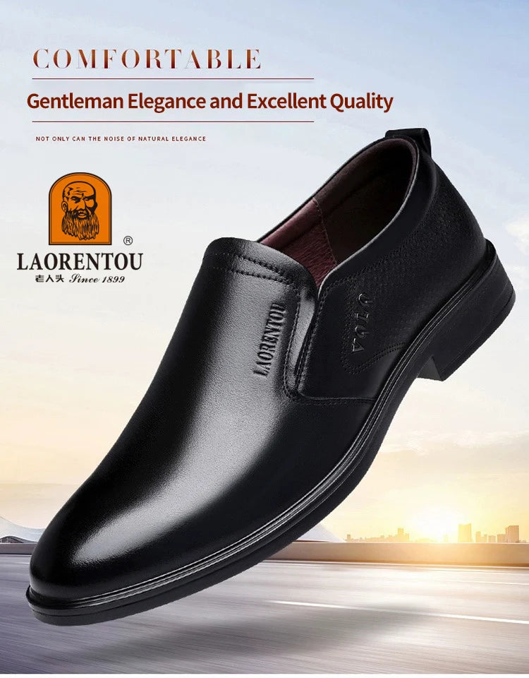 LAORENTOU genuine leather casual shoes, men's cowhide breathable soft sole, versatile business leather shoes