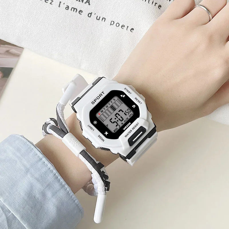 YIKAZE Men's Sports Watch Waterproof LED Digital Watches Student Outdoor Adventure Trend Multifunctional Electronic Watch Gift