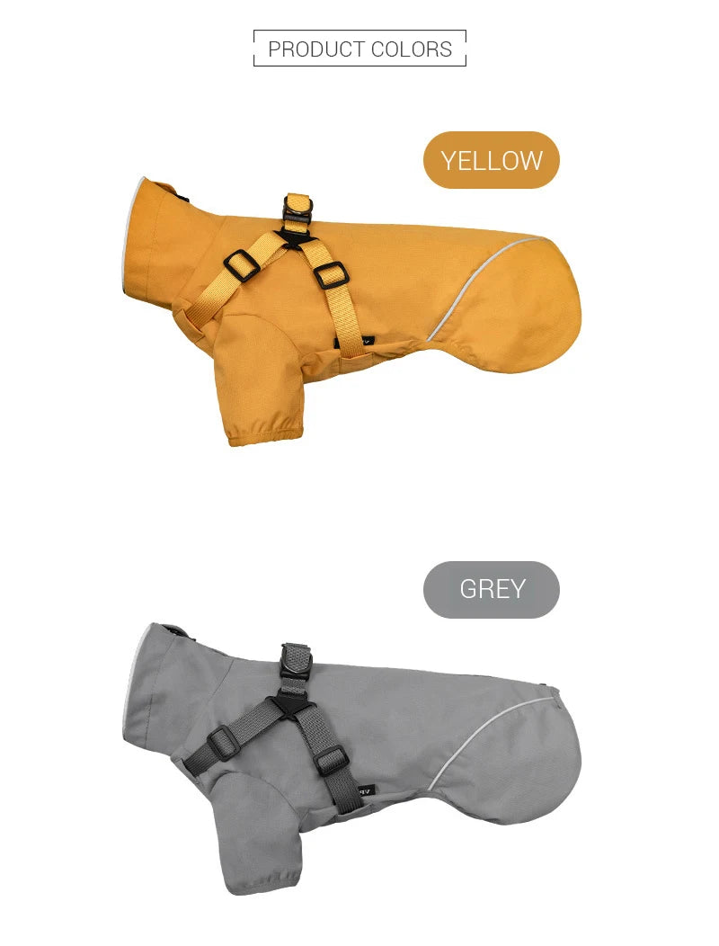 Waterproof Dog Rain Jacket with Harness Safety Reflective Dog Raincoat for Small Dogs Pet Outdoor Jackets for Jungle Camping