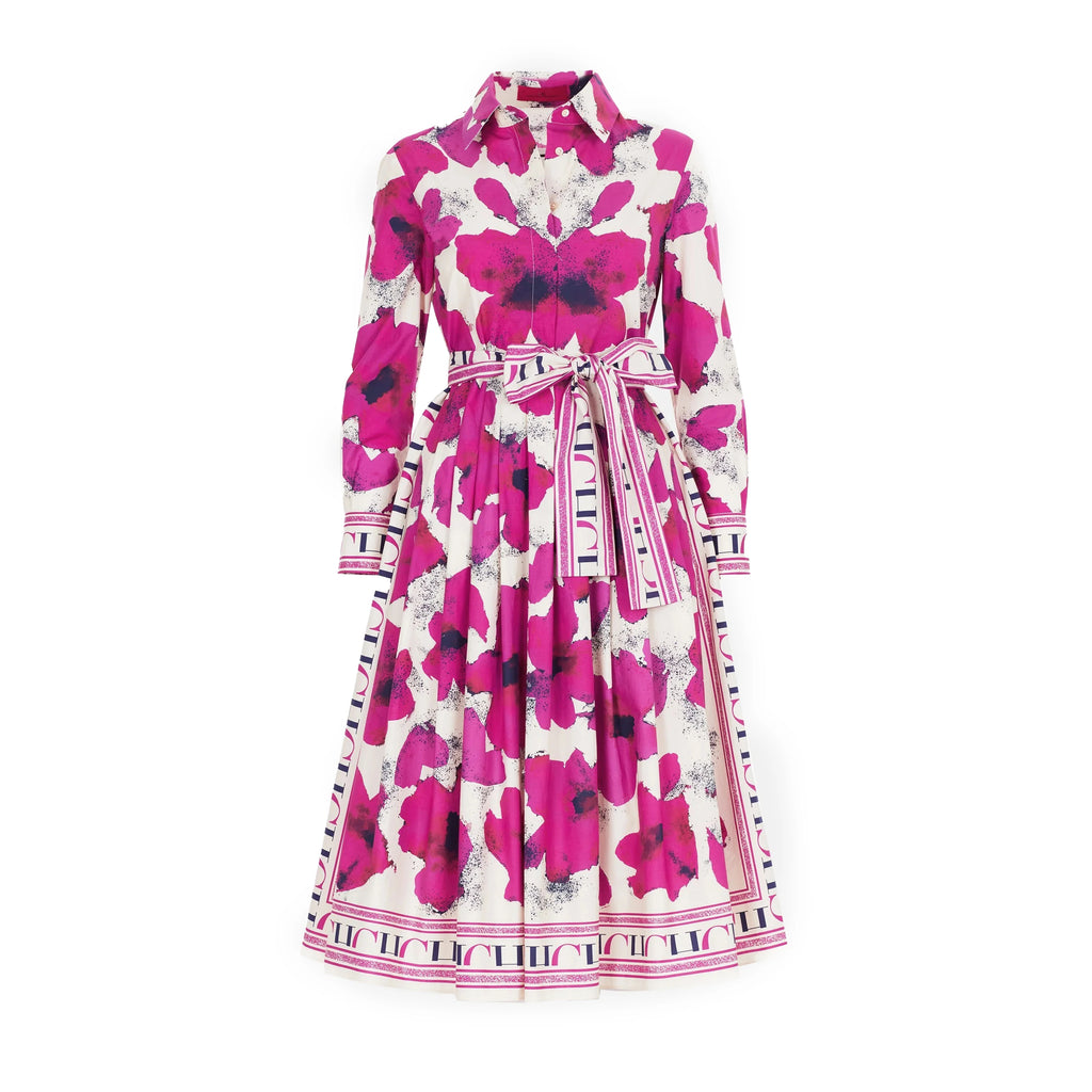 CHCH Women Vintage Print Maxi Dress Elegant Long Sleeves High Split Slim Dresses 2024 New Lady Vocation Vestidos