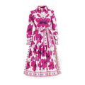 CHCH Women Vintage Print Maxi Dress Elegant Long Sleeves High Split Slim Dresses 2024 New Lady Vocation Vestidos