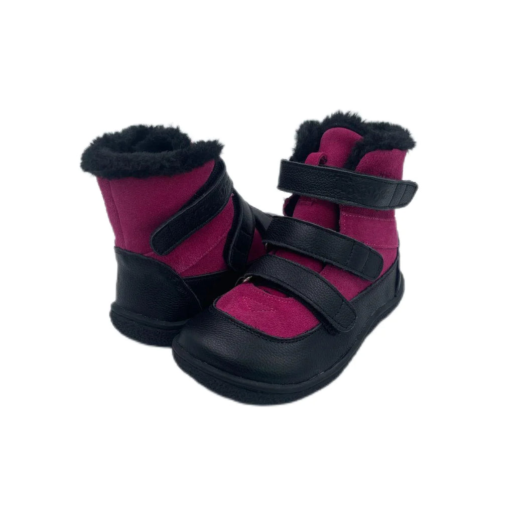 TipsieToes Top Brand Barefoot Genuine Leather Baby Toddler Girl Boy Kids Shoes For Fashion Winter Snow Boots 3 Straps Fur Inside