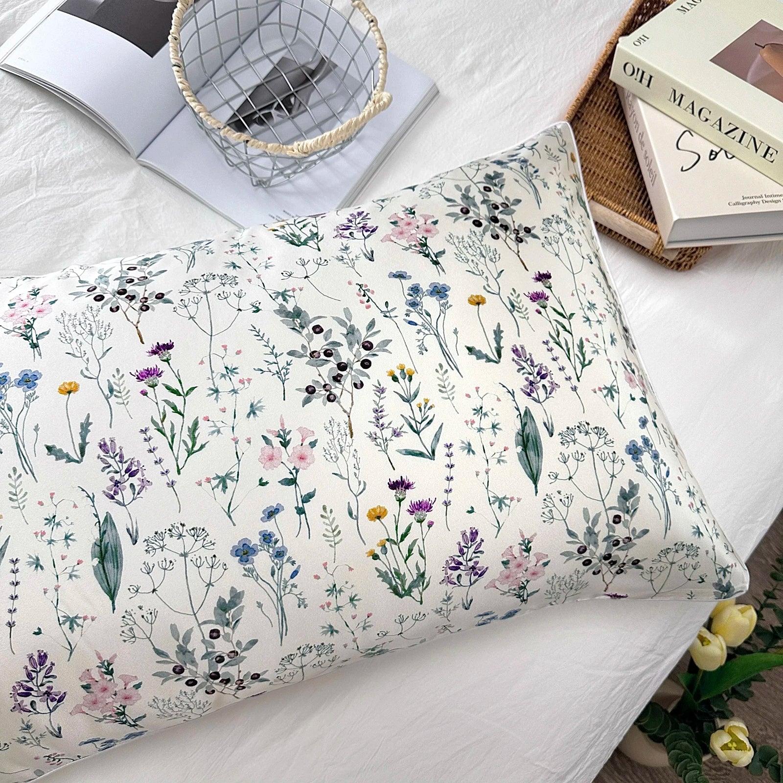 25 Momme Pure Natural Silk Pillow Case Envelope Design Printed Pillow Case Skincare Smooth Single sided Mulberry Silk Pillowcase