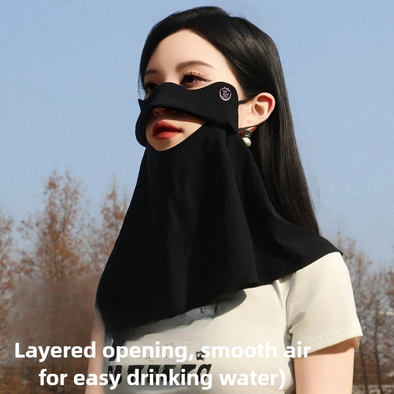 1PC 3D Ice Silk UPF50+ UV Protection Face Mask for Women Autumn Outdoor Cycling Hiking 360° Face Neck Cover Cool Balaclava Scarf