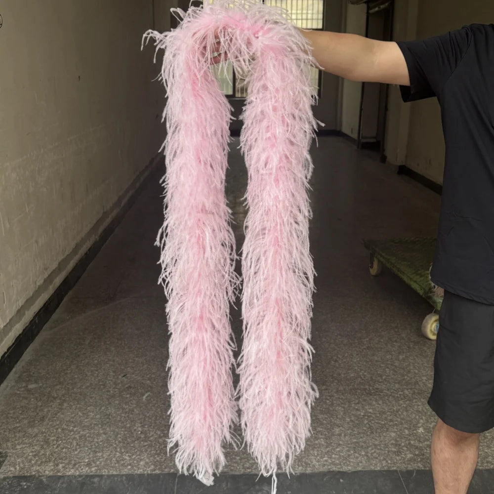 2M Royal blue Natural Ostrich Long Feathers Boa Decoration for Party Wedding Dress Shawl Clothes Sewing Accessories Crafts Plume