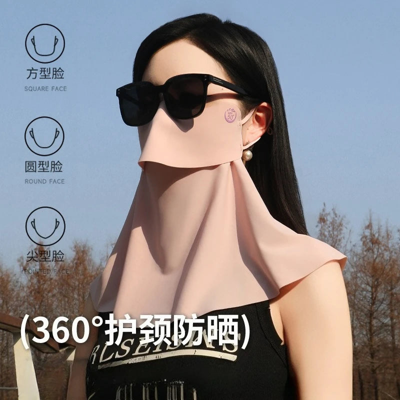 1PC 3D Ice Silk UPF50+ UV Protection Face Mask for Women Autumn Outdoor Cycling Hiking 360° Face Neck Cover Cool Balaclava Scarf
