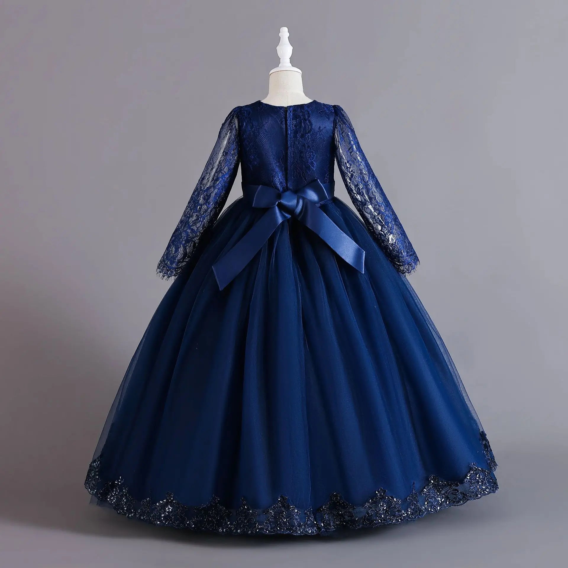 Girls' Long sleeved Princess Dress 4-12 Years Old Sequin Embroidered Bunny Dress Banquet Gorgeous High end Evening Dress