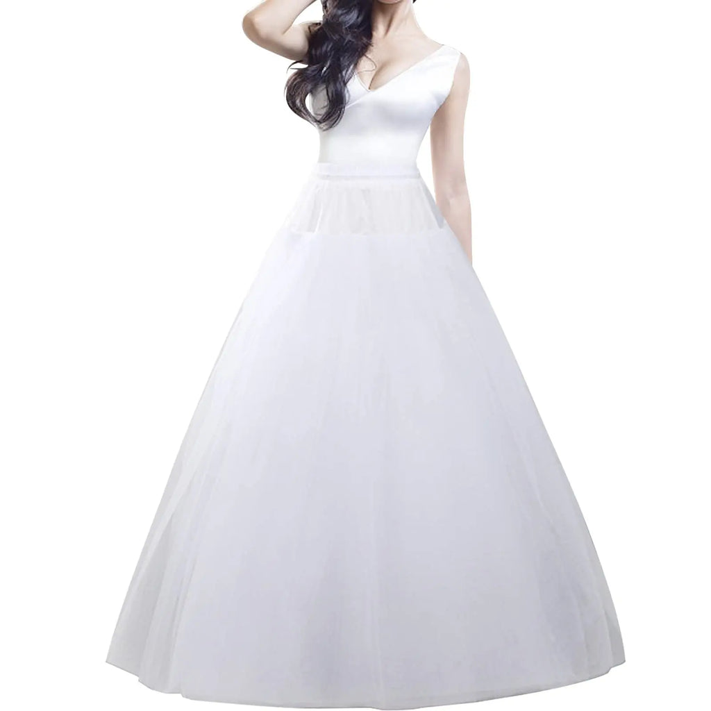 Hoopless Petticoat Crinoline Underskirt Skirt 6 Layers Floor Length Ball Gown Petticoat Underskirt Slip for Wedding Dress