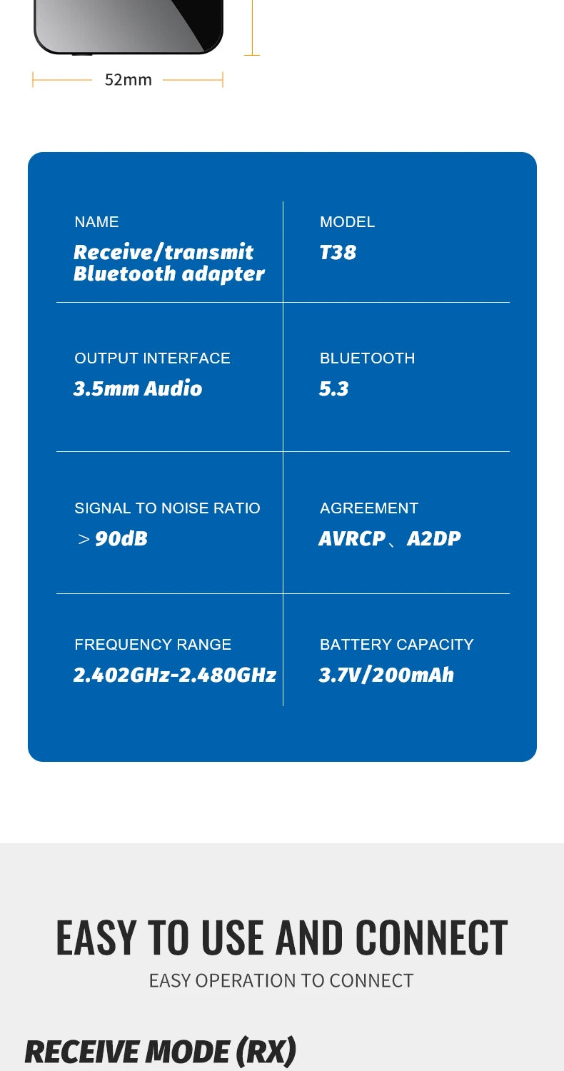 Bluetooth 5.3 Car Transmitter and Receiver Wireless 3.5mm Aux Audio Adapter Bluetooth Car Music Receiver for Headphones Speaker