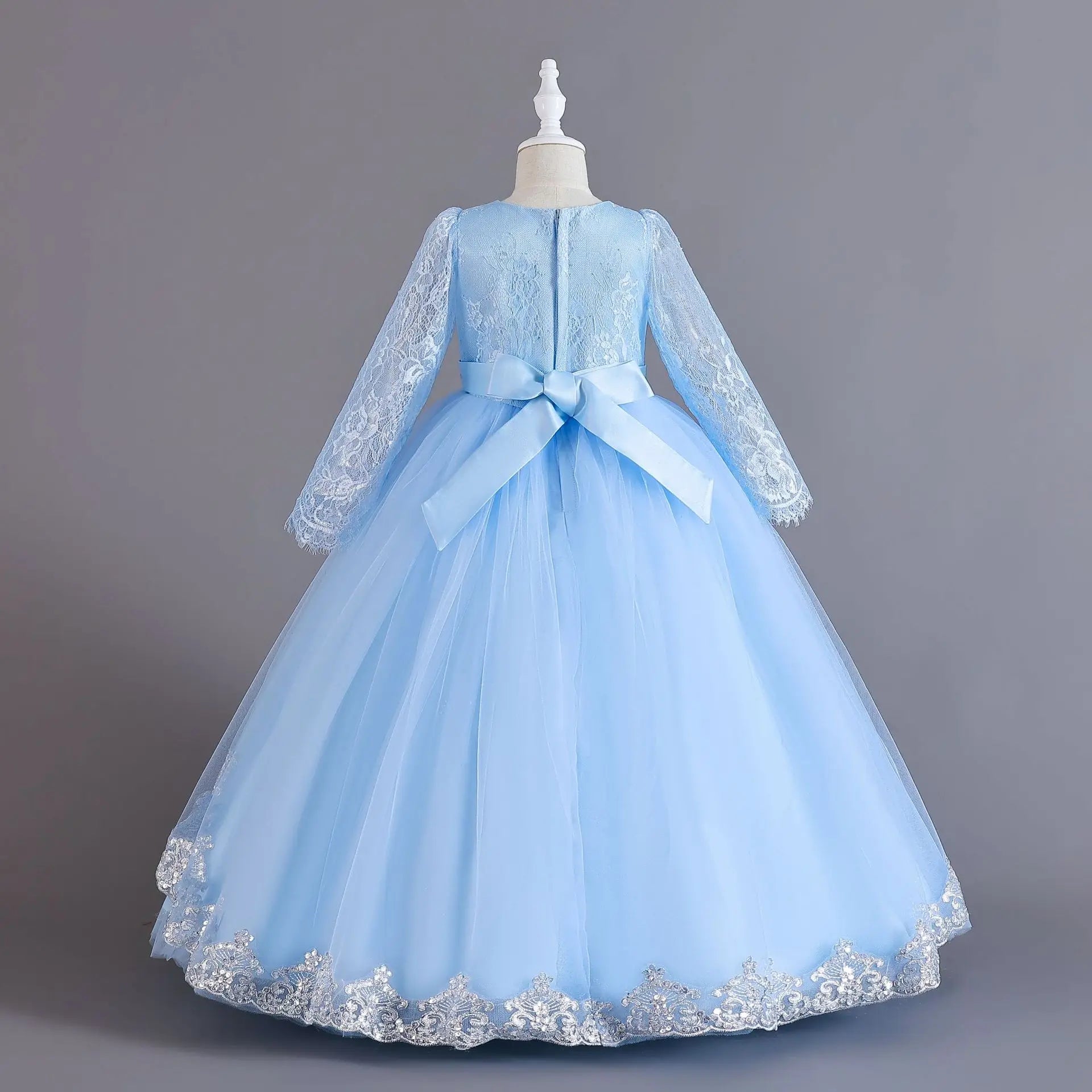 Girls' Long sleeved Princess Dress 4-12 Years Old Sequin Embroidered Bunny Dress Banquet Gorgeous High end Evening Dress
