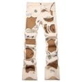 Men's Slim Boot Cut Denim Jeans Streetwear Embroidery Patches Pants Khaki Flared Trousers