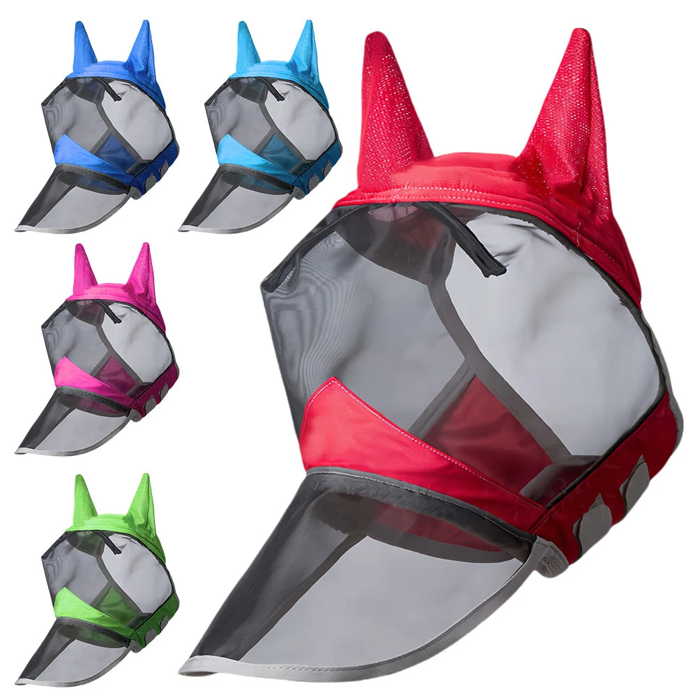 Anti-Mosquito Horse Full Face Protection Anti-Worms Mesh Mask with Nasal Cover Horse Face Mask Horse Riding Equestrian Equipment