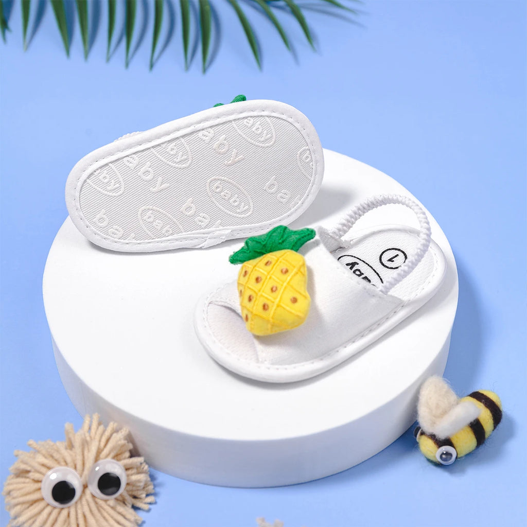Meckior Summer Sandals Baby Boy Girl Shoes Fluff Baby Girl Slipper Animals Flower Anti-Slip First Walkers Crib Shoes