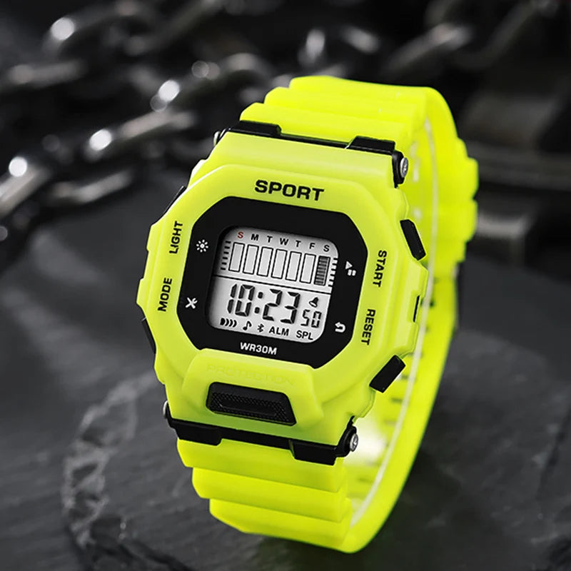 YIKAZE Men's Sports Watch Waterproof LED Digital Watches Student Outdoor Adventure Trend Multifunctional Electronic Watch Gift