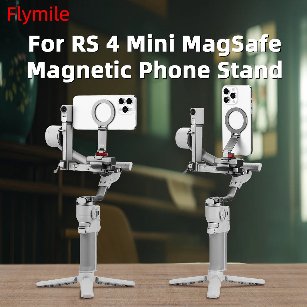 Flymile Adapter Clamp Cold Shoe Mount for DJI RS 4 Mini Magnetic Phone Holder With Cold Shoe Accessoise Compatible With Magsafe