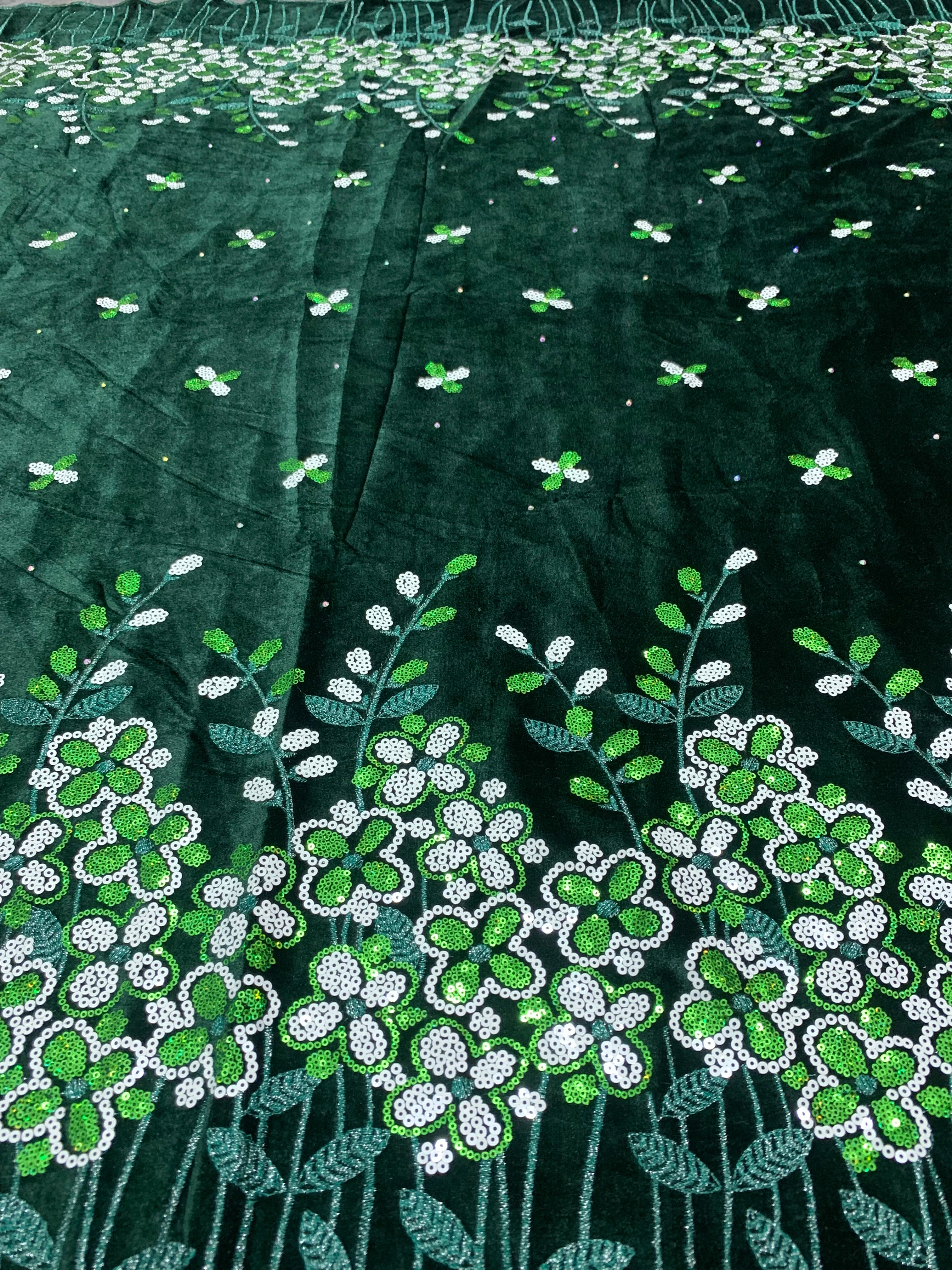 2023 New African Velvet Lace Fabric 5 Yards High Quality Wedding Dress Luxury Sequins Embroidery Nigerian Lace Fabric