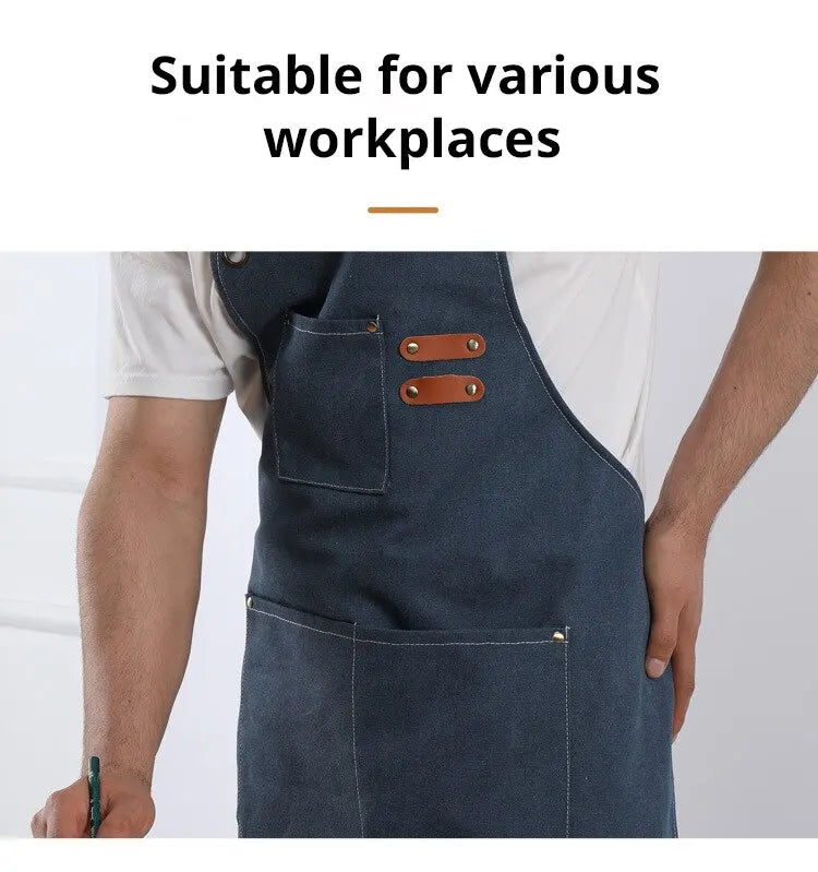 Sleeveless Canvas Apron Home Kitchen Gardening Cowboy Work Dress Women's Kitchen Restaurant Work Apron
