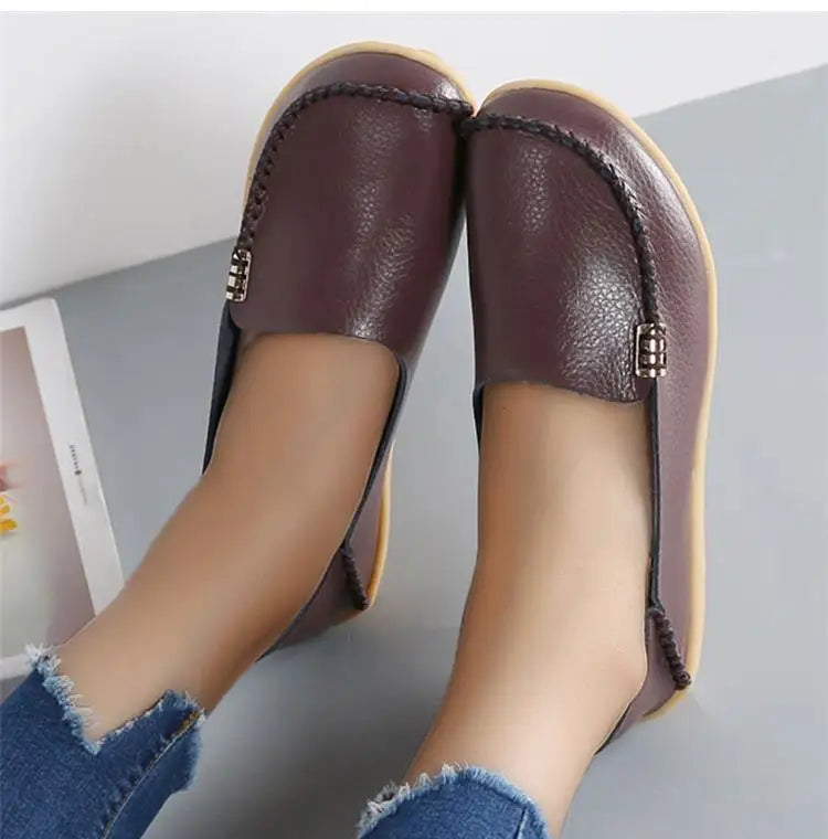Women Flats Genuine Leather Casual Shoes Woman Moccasins Women's Loafers Nurse Shoe Slip On Shoes Women Plus Size Ballerinas
