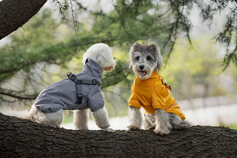 Waterproof Dog Rain Jacket with Harness Safety Reflective Dog Raincoat for Small Dogs Pet Outdoor Jackets for Jungle Camping