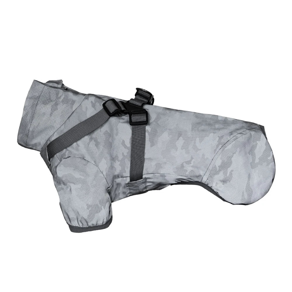 Waterproof Dog Rain Jacket with Harness Safety Reflective Dog Raincoat for Small Dogs Pet Outdoor Jackets for Jungle Camping
