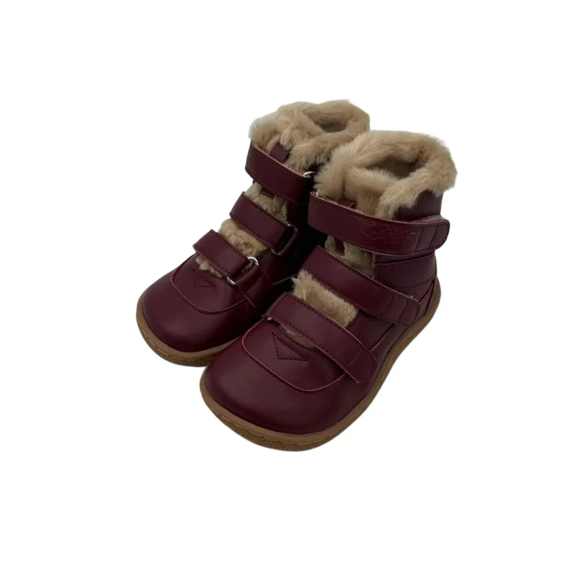 TipsieToes Top Brand Barefoot Genuine Leather Baby Toddler Girl Boy Kids Shoes For Fashion Winter Snow Boots 3 Straps Fur Inside