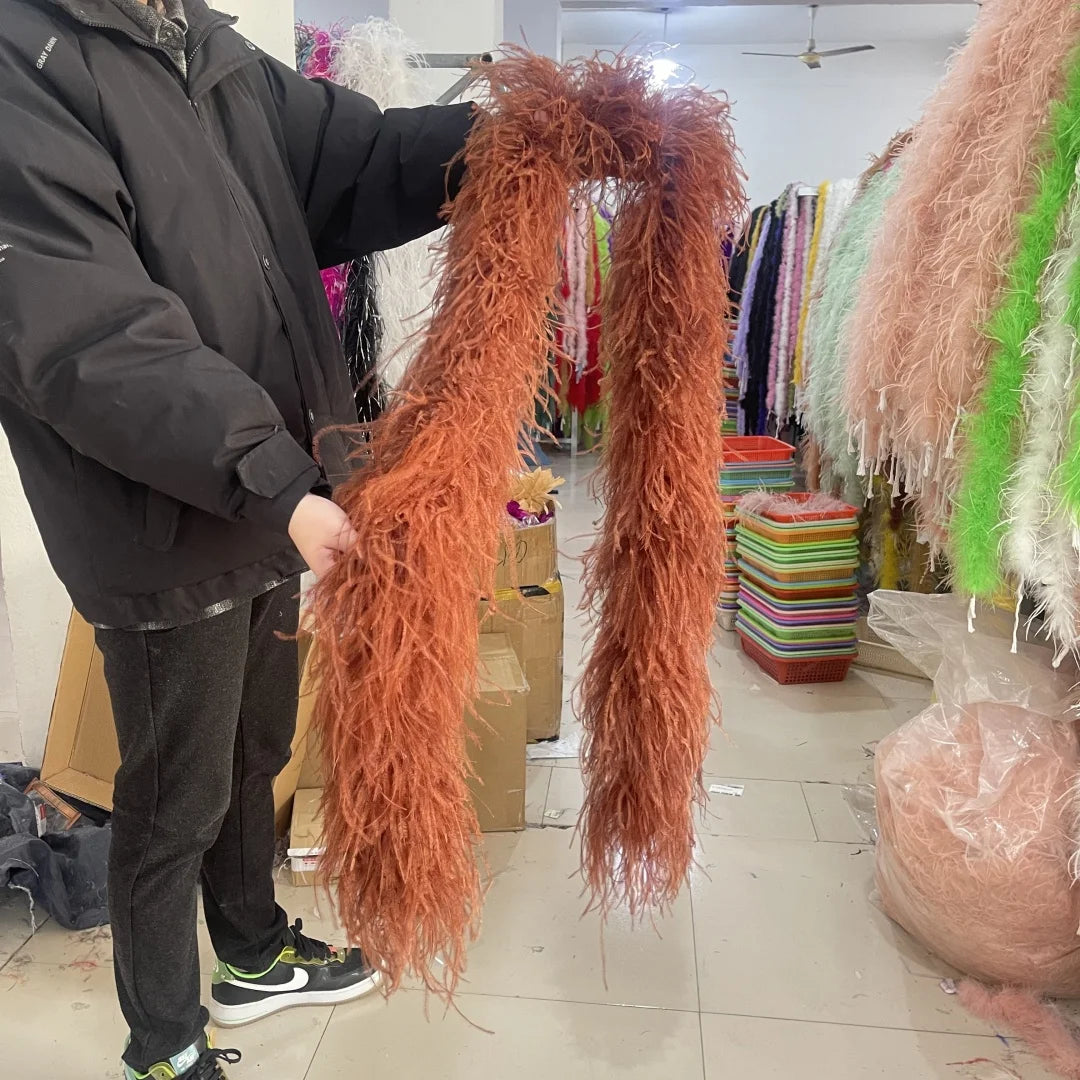 2M Royal blue Natural Ostrich Long Feathers Boa Decoration for Party Wedding Dress Shawl Clothes Sewing Accessories Crafts Plume