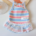 Dog Summer Clothes Pet Dog Vest Dress Dog Knitted Striped Dog T Shirt Chihuahua Bichon Clothing Kitten Puppy Girls Dog Costume