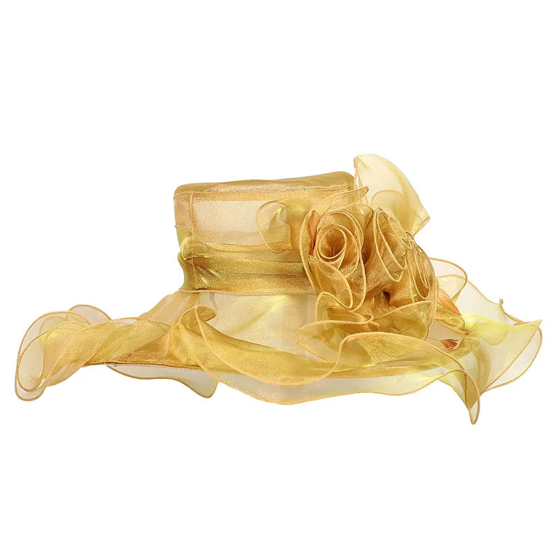 FS Wide Brim Kentucky Derby Hats Fascinators For Women With Veil Flower Organza Wedding Church Cocktail Tea Party Dress Cap 2025