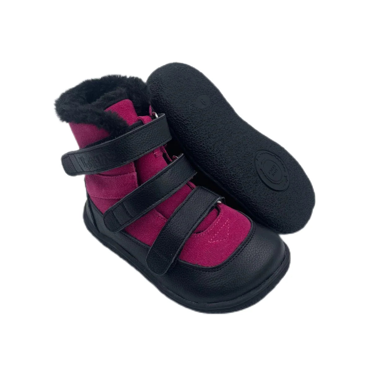 TipsieToes Top Brand Barefoot Genuine Leather Baby Toddler Girl Boy Kids Shoes For Fashion Winter Snow Boots 3 Straps Fur Inside