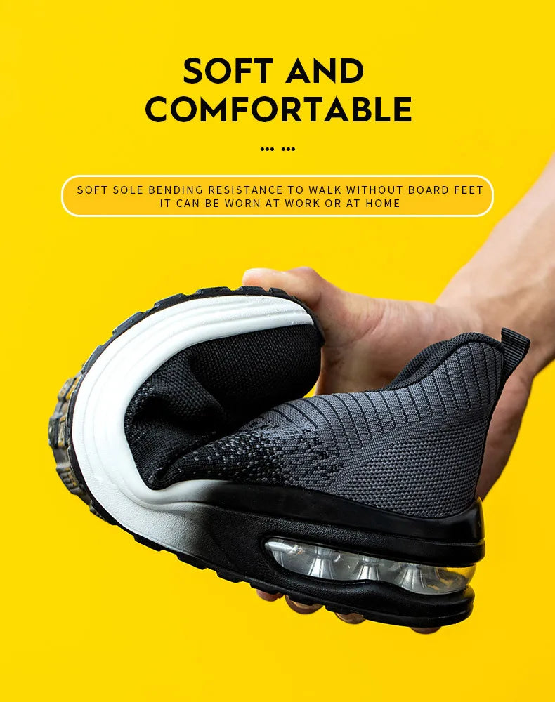 Safety Shoes Men Women Work Safety Boots Steel Toe Shoe Puncture Proof Air Cushion Work Sneakers Light Fashion Work Shoes Unisex