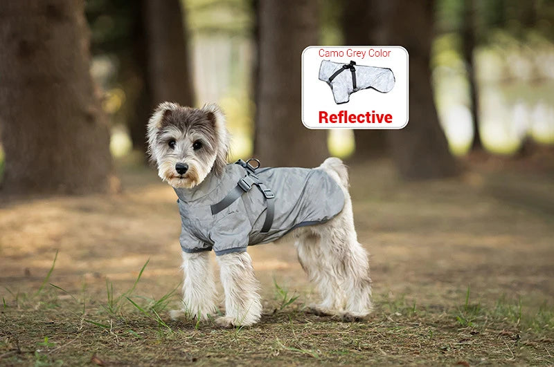Waterproof Dog Rain Jacket with Harness Safety Reflective Dog Raincoat for Small Dogs Pet Outdoor Jackets for Jungle Camping