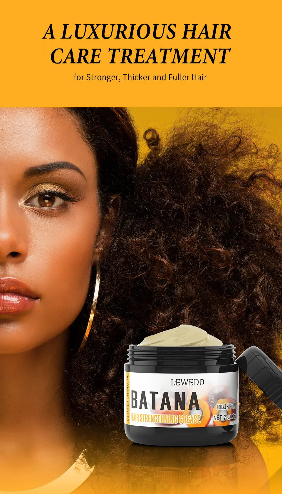 LEWEDO Raw Batana Grease For Hair Growth 20g Anti Hair Loss Oil Deep Nourishes Repair Damaged Mask For Hair Growth Treatment