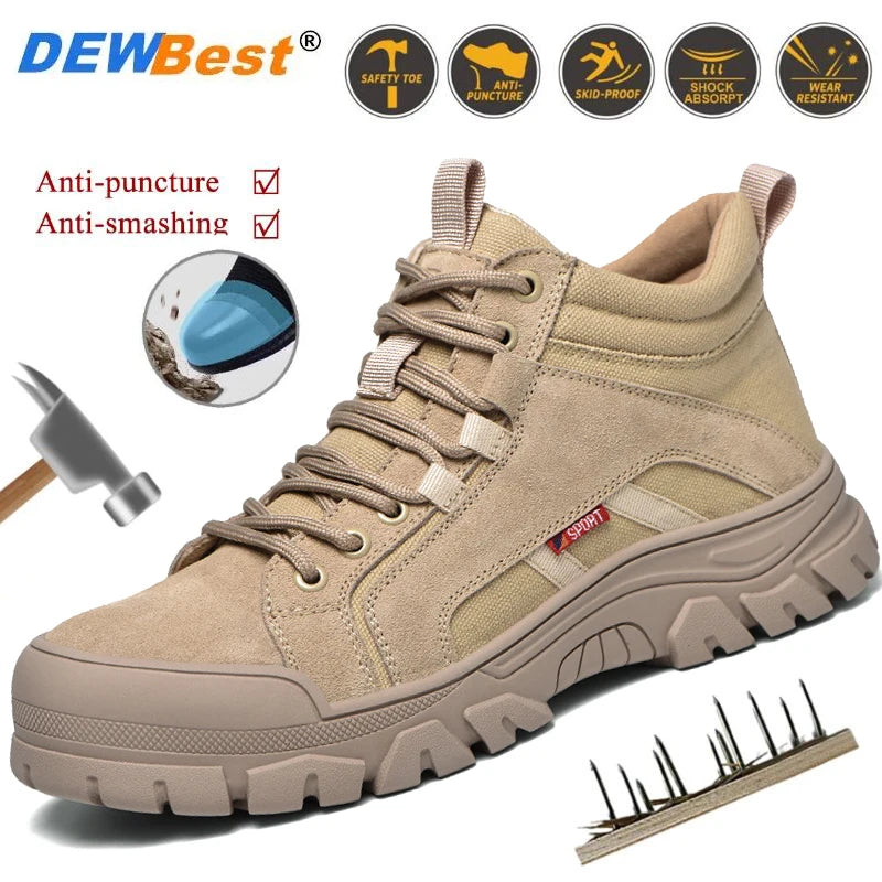 2024 High-top work safety boots men's steel toe work shoes indestructible anti-smashing anti-puncture work sneakers