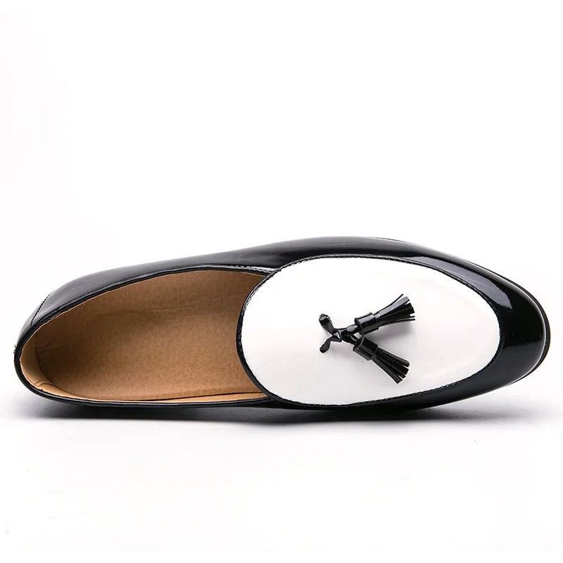 LUXURY ITALIAN LOAFERS MEN DRESS SHOES FASHION HAND-MADE SLIP ON TASSEL LOAFERS WEDDING OFFICE SHOES CASUAL MEN SHOES LEATHER