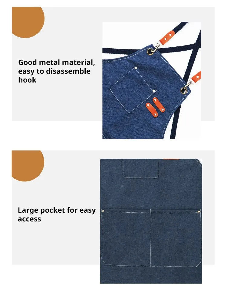 Sleeveless Canvas Apron Home Kitchen Gardening Cowboy Work Dress Women's Kitchen Restaurant Work Apron