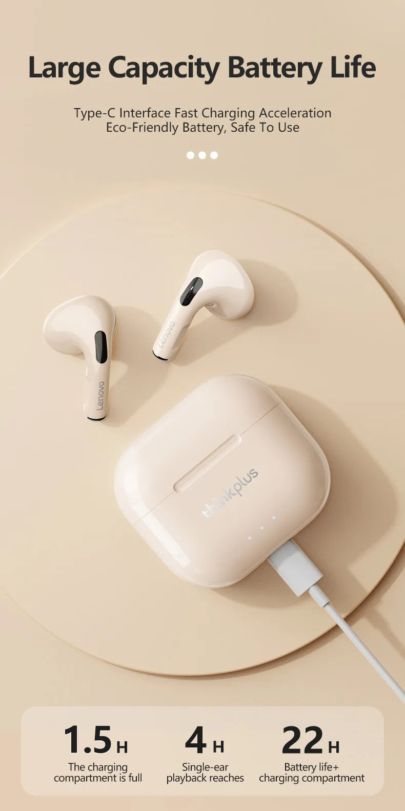 Choice Lenovo LP40 Plus Bluetooth Earphones Wireless Headset Stereo Gaming Sports Earbuds Noise Reduction Headphones With Mic