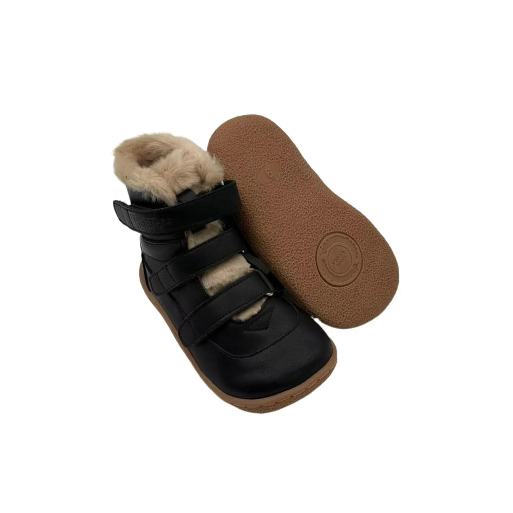 TipsieToes Top Brand Barefoot Genuine Leather Baby Toddler Girl Boy Kids Shoes For Fashion Winter Snow Boots 3 Straps Fur Inside