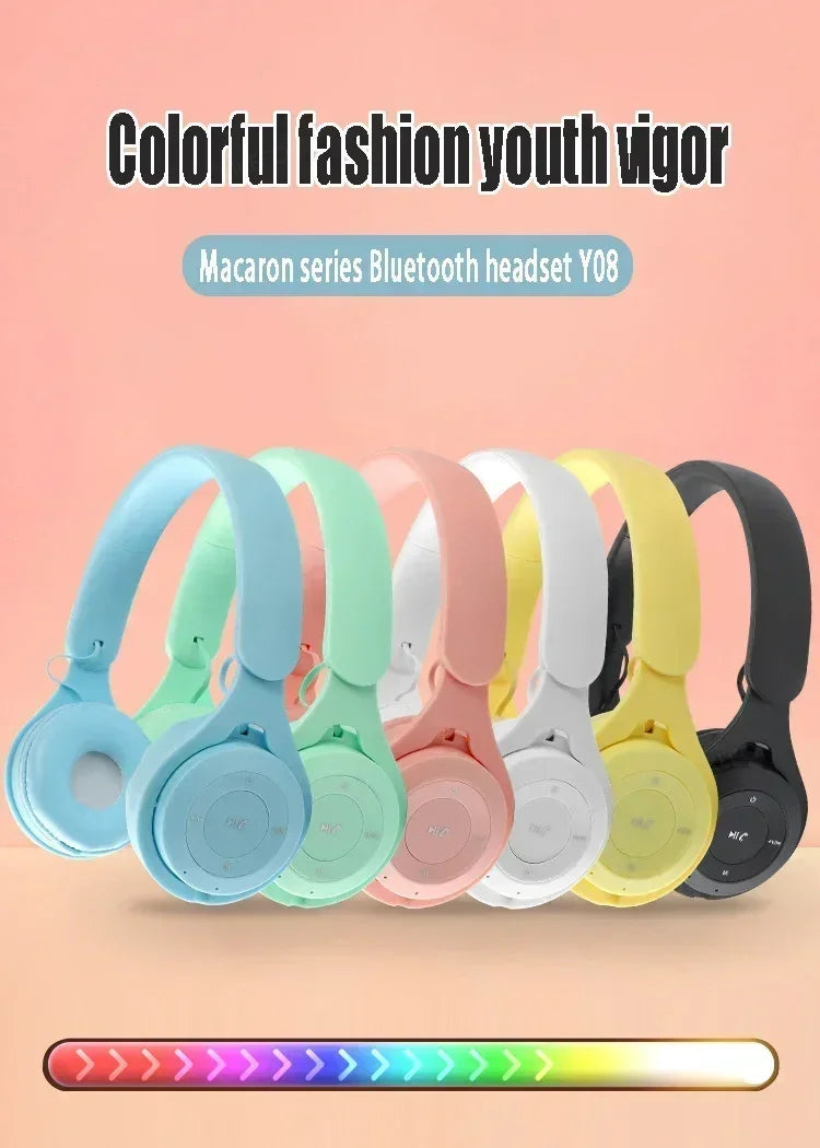Bluetooth 5.0 Stereo Y08 Headset Headset Folding Wireless Sports Earphone Gaming Headsets Over-ear Headphones for Android ios