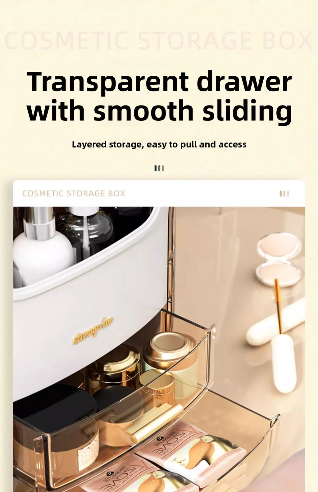 Dustproof Cosmetic Storage Box Integrated Desktop Makeup Case Lipstick Box Skincare Product Rack Elegant Design
