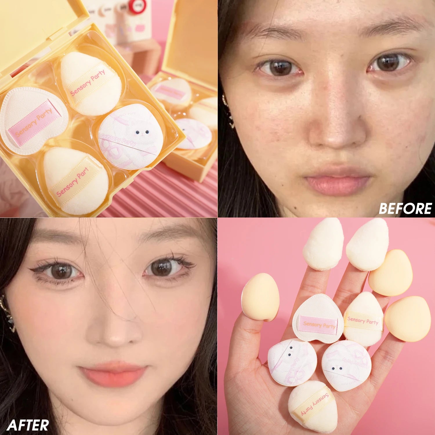5pcs Mini Makeup Puffs Professional Finger Cosmetic Air Cushion Sponge Powder Puff Foundation Detail  Make Up Sponge Beauty Tool