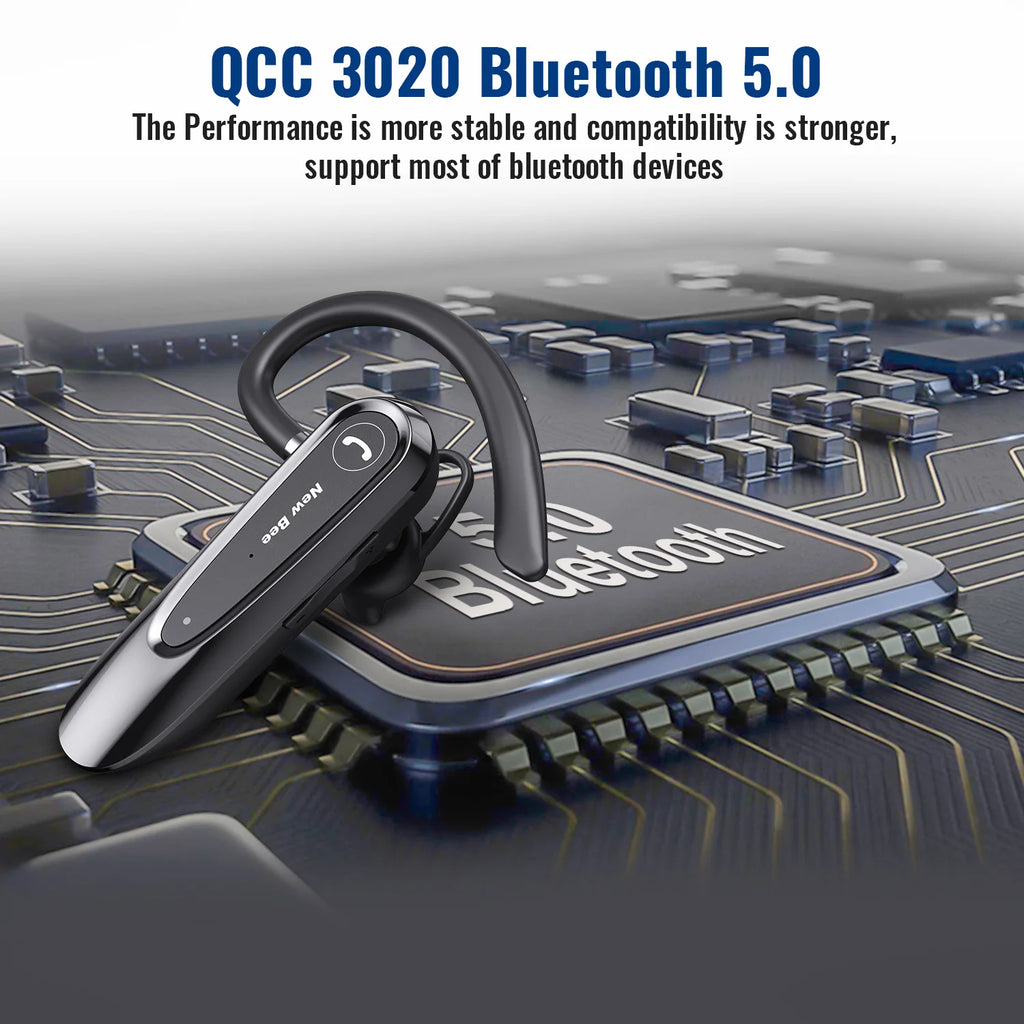 New Bee B45 Wireless Bluetooth Headset Earphones V5.0 Headphones with Dual Mics CVC8.0 Hands-Free Earpiece for Driving Business