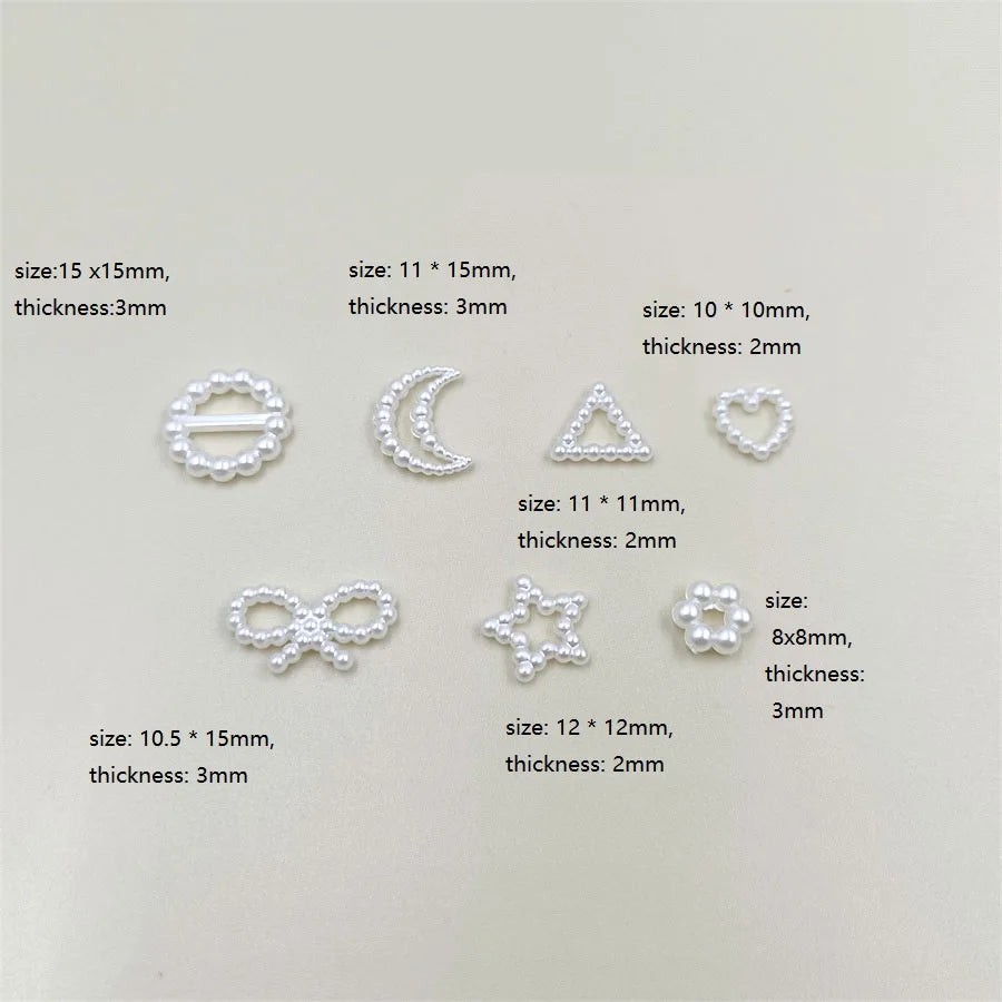 8-15mm 40pcs/pack Imitation Pearl Hollow Heart Star Flower Beads For Jewelry Making DIY Crafts Hairpin Material