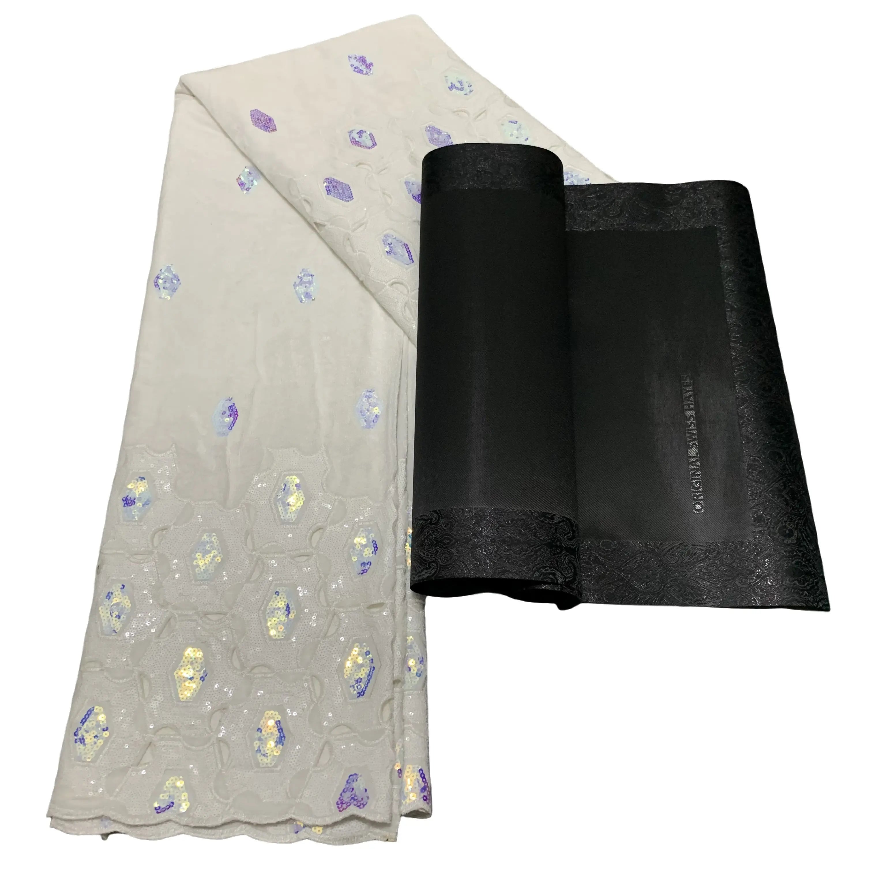 2023 New African Velvet Lace Fabric 5 Yards High Quality Wedding Dress Luxury Sequins Embroidery Nigerian Lace Fabric