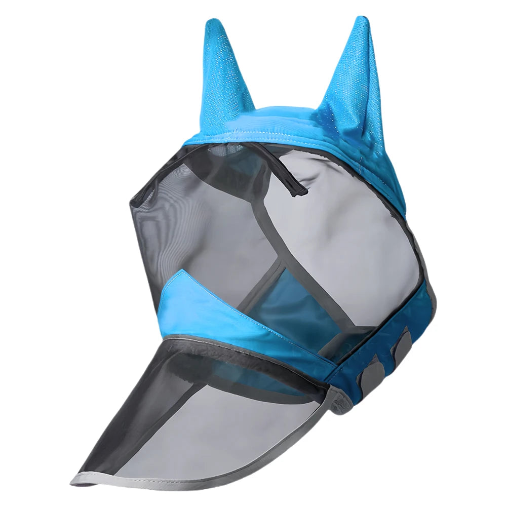 Anti-Mosquito Horse Full Face Protection Anti-Worms Mesh Mask with Nasal Cover Horse Face Mask Horse Riding Equestrian Equipment