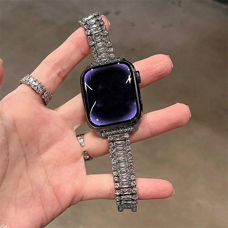 Glitter Diamant Metaalband Vir Apple Watch Reeks 9 8 7 6 SE 4 5 45/44/42mm Slank Vroue Armband IWatch Ultra 2 49mm 40mm 38mm