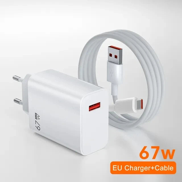 For Xiaomi  67W USB Super Fast Charger Power Adapter Mi 12 11 6A Type C Cable POCO X5 X4 Pro Note 9 10 11 Charging